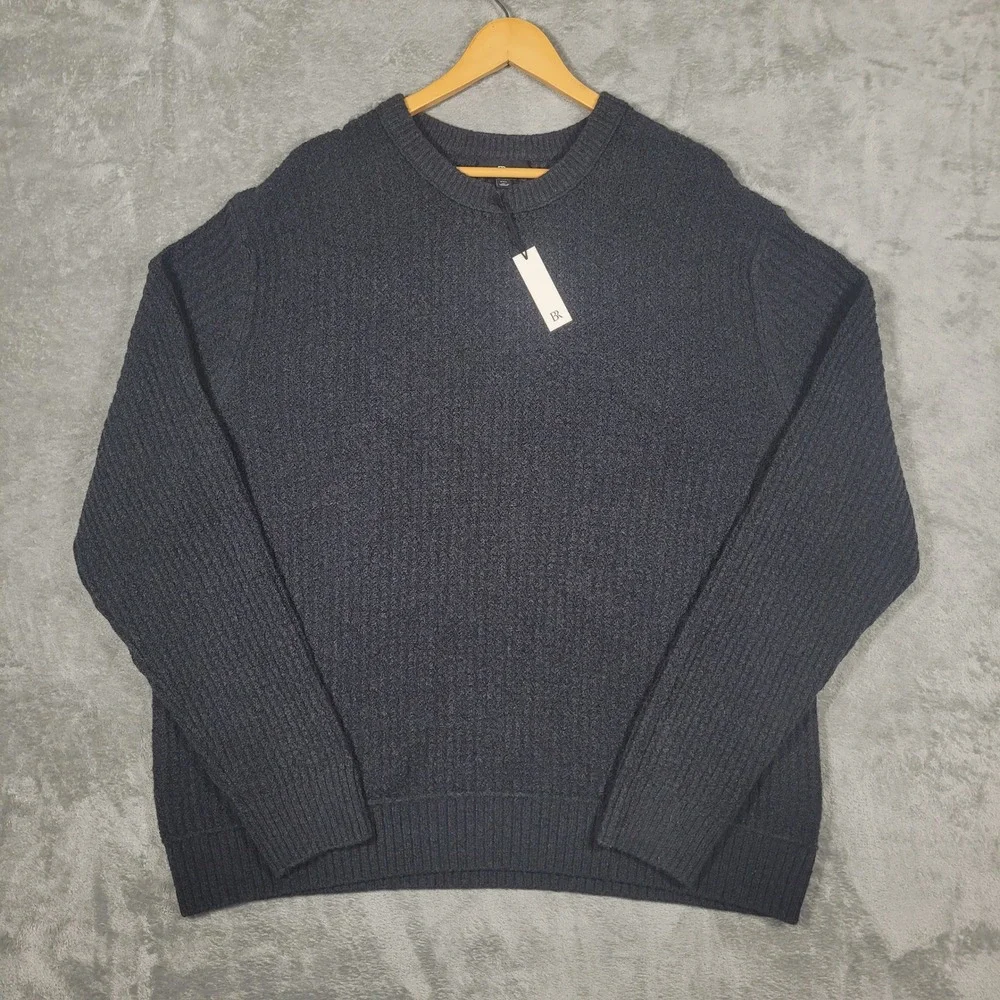 Banana Republic Sweater Mens XXL Tall Gray Crewneck Ribbed Cotton Blend NEW